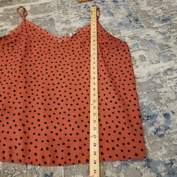 ASOS spaghetti strap blouse. Terracotta orange black polka dot. Plus Size 20 - Picture 7 of 13